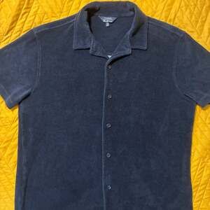 Ben Sherman The Original Navy Blue Terry Cloth Button Down Shirt Size M